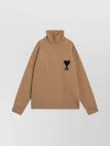 Ami Alexandre Mattiussi Ami Paris Camel Ami De Coeur Turtleneck Sweater In Neutral