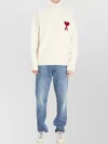 Ami Alexandre Mattiussi Ami Paris Turtleneck Sweater Ami De Coeur White Men In Animal Print