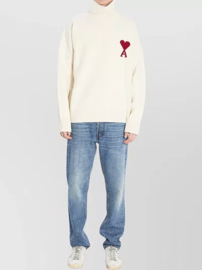 Ami Alexandre Mattiussi Ami Paris Men Ami De Coeur Turtleneck Sweater In White