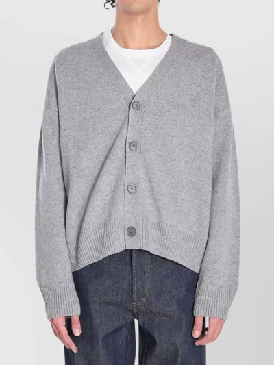 AMI ALEXANDRE MATTIUSSI HEART FRIEND WOOL BLEND CARDIGAN