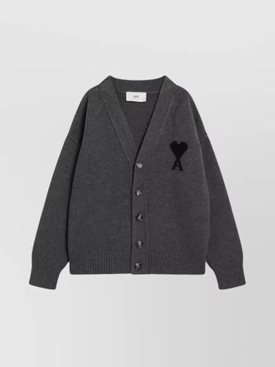 AMI ALEXANDRE MATTIUSSI HEART FRIEND WOOL CARDIGAN
