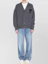 Ami Alexandre Mattiussi Ami Paris Ami De Coeur Heather Grey Wool Cardigan Men In Gray
