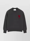 Ami Alexandre Mattiussi Heart Intarsia Wool Knit Crewneck Sweater In Gray