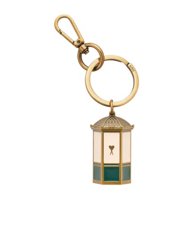Ami Alexandre Mattiussi Heart Kiosk Keyring In White/green