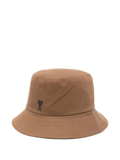 Ami Alexandre Mattiussi Heart-logo Bucket Hat In Brown