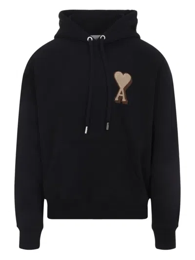 Ami Alexandre Mattiussi Hoodie Sweatshirt With Drawstring And Pocket In Black