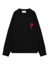 Ami Alexandre Mattiussi Ami Paris Black Wool Ami De Coeur Cardigan Men In Black