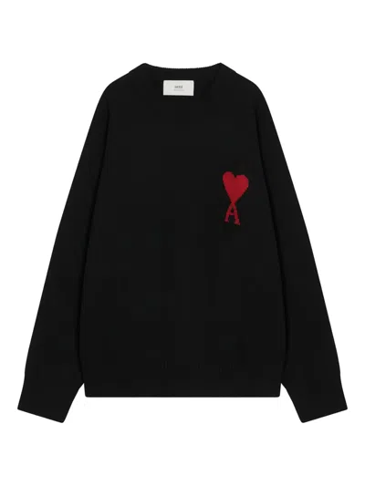 AMI ALEXANDRE MATTIUSSI HEART-LOGO CREW-NECK SWEATER