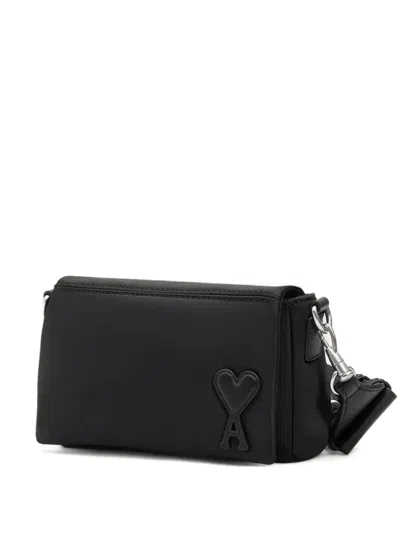 Ami Alexandre Mattiussi Heart-logo Messenger Bag In Black