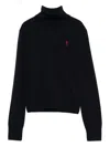 Ami Alexandre Mattiussi Heart-logo Turtleneck Sweater In Black