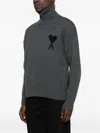 Ami Alexandre Mattiussi Heart-logo Turtleneck Sweater In Gray