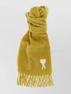 Ami Alexandre Mattiussi Heart Motif Scarf Fringed Edges In Green