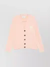 Ami Alexandre Mattiussi Heart Motif Wool Cardigan With Long Sleeves In Neutral