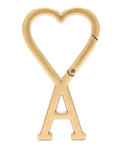 Ami Alexandre Mattiussi Heart-shaped Keyring In Gold