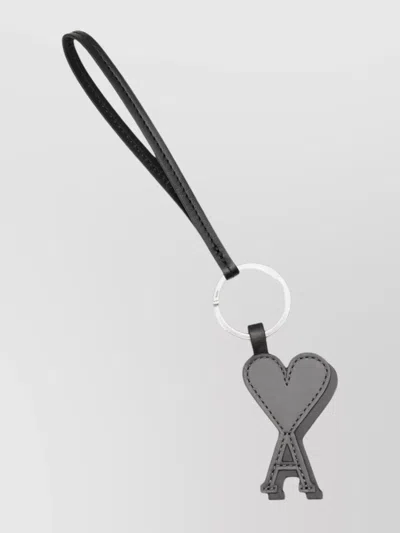 Ami Alexandre Mattiussi Heart Shaped Keyring Leather Logo