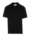 Ami Alexandre Mattiussi Ami Paris Black Ami De Coeur Polo Shirt In Black