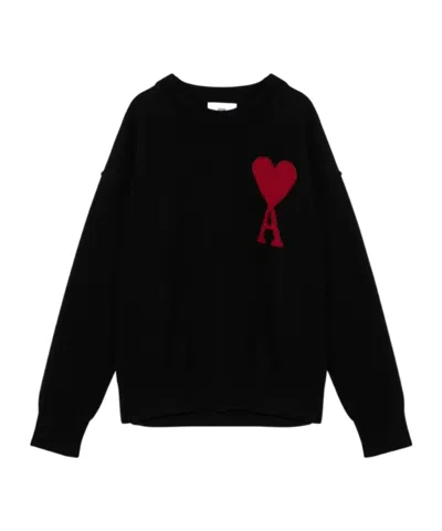 AMI ALEXANDRE MATTIUSSI HEART-SHAPED ROUND-NECK SWEATER