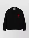 Ami Alexandre Mattiussi Ami Paris Wool Sweater With Heart Intarsia Design In Black