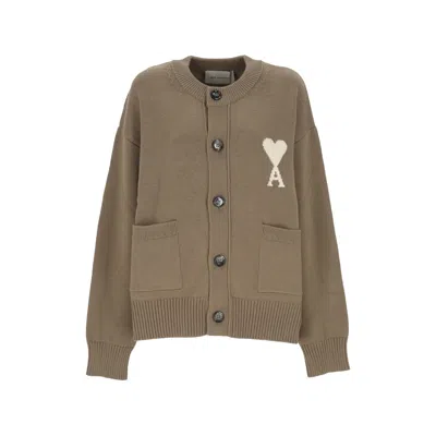 Ami Alexandre Mattiussi Heart-motif Pocket Cardigan In Brown