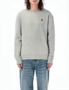 Ami Alexandre Mattiussi Heather Grey Long-sleeve Crewneck Sweatshirt With Embroidered Heart In Gray