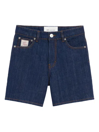 Ami Alexandre Mattiussi Heritage-label Five-pocket Denim Shorts In Blue