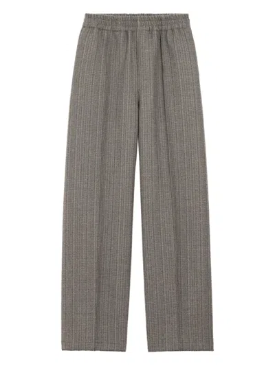 Ami Alexandre Mattiussi Herringbone Elasticated Trousers In Gray