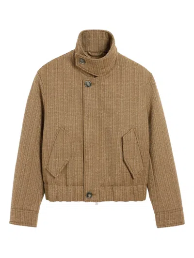 Ami Alexandre Mattiussi Brown Wool Herringbone Harrington Jacket Brown