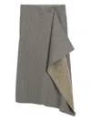 Ami Alexandre Mattiussi Wool Herringbone Midi Wrap Skirt In Gray