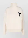 Ami Alexandre Mattiussi Oversized Intarsia-knit Wool Turtleneck Sweater In Neutral