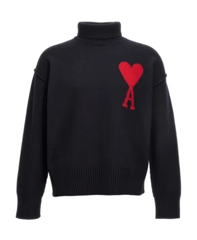 Ami Alexandre Mattiussi High-neck Long-sleeved Sweater In Black