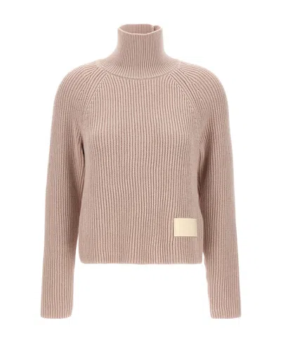 Ami Alexandre Mattiussi High-neck Long-sleeved Sweater In Nude
