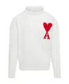 Ami Alexandre Mattiussi Ami Paris Turtleneck Sweater Ami De Coeur White Men In Animal Print