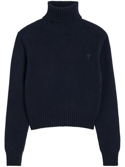 Ami Alexandre Mattiussi High Neck Sweater In Blue