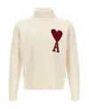 Ami Alexandre Mattiussi High-necked Long-sleeved Wool Sweater In White