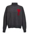 Ami Alexandre Mattiussi Ami Paris Grey Turtleneck Sweater Ami De Coeur Men In Gray