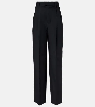 Ami Alexandre Mattiussi High-rise Virgin Wool Twill Pants In Black
