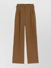 Ami Alexandre Mattiussi Ami High-waisted Light Wool Twill Trousers With Pleated Detailing In Brown
