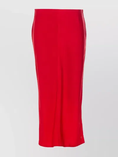 Ami Alexandre Mattiussi High Waist Straight Cut Skirt With Side Slit In Red