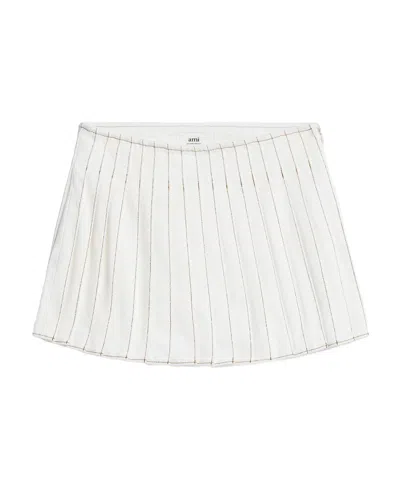 Ami Alexandre Mattiussi High-waisted Pleated Mini Skirt In White