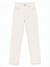 Ami Alexandre Mattiussi High-waisted Straight-leg Denim Pants With Contrast Stitching In White