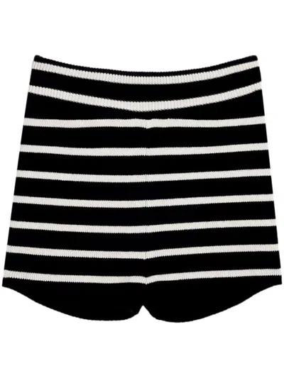 Ami Alexandre Mattiussi Striped Knitted Mini Shorts In Black