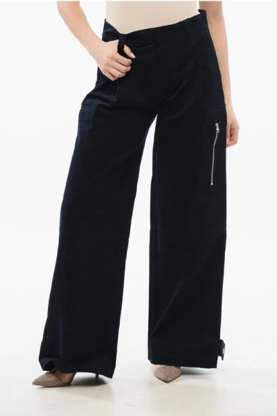 AMI ALEXANDRE MATTIUSSI HIGH-WAISTED VELOUR PLEATED PANTS