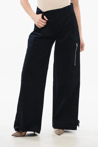 Ami Alexandre Mattiussi High-waisted Velour Pleated Pants In Black