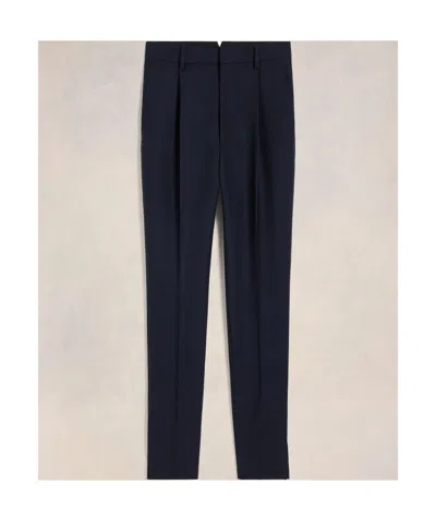 Ami Alexandre Mattiussi High-waisted Wool Cigarette Tube Pants In Black