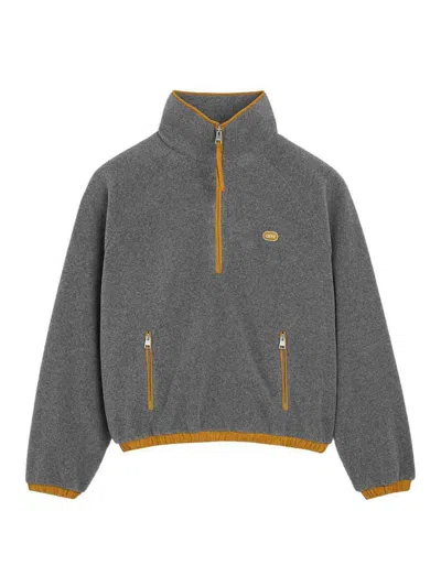 Ami Alexandre Mattiussi High-collar Knit Zip Jacket In Gray