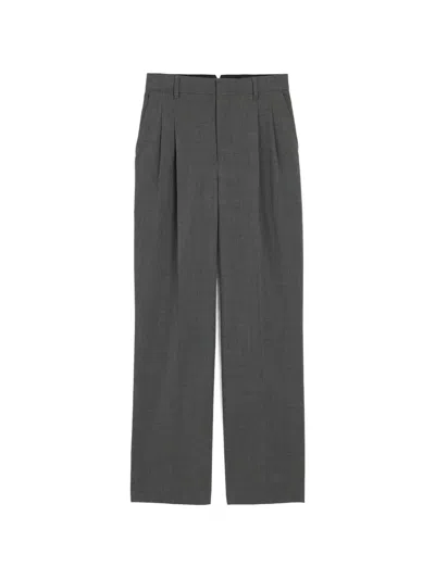 Ami Alexandre Mattiussi High-waisted Wide-leg Wool Trousers In Grey