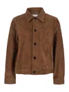 Ami Alexandre Mattiussi Mens Noisette Pointed-collar Embossed-logo Leather Jacket In Brown