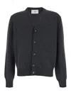 Ami Alexandre Mattiussi Ami Cashmere Blend Cardigan With Deep V-neck In Gray