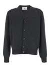 Ami Alexandre Mattiussi Ami Cashmere Blend Cardigan With Deep V-neck In Gray