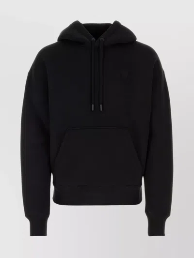 Ami Alexandre Mattiussi Hooded Cotton Blend Sweatshirt In Black